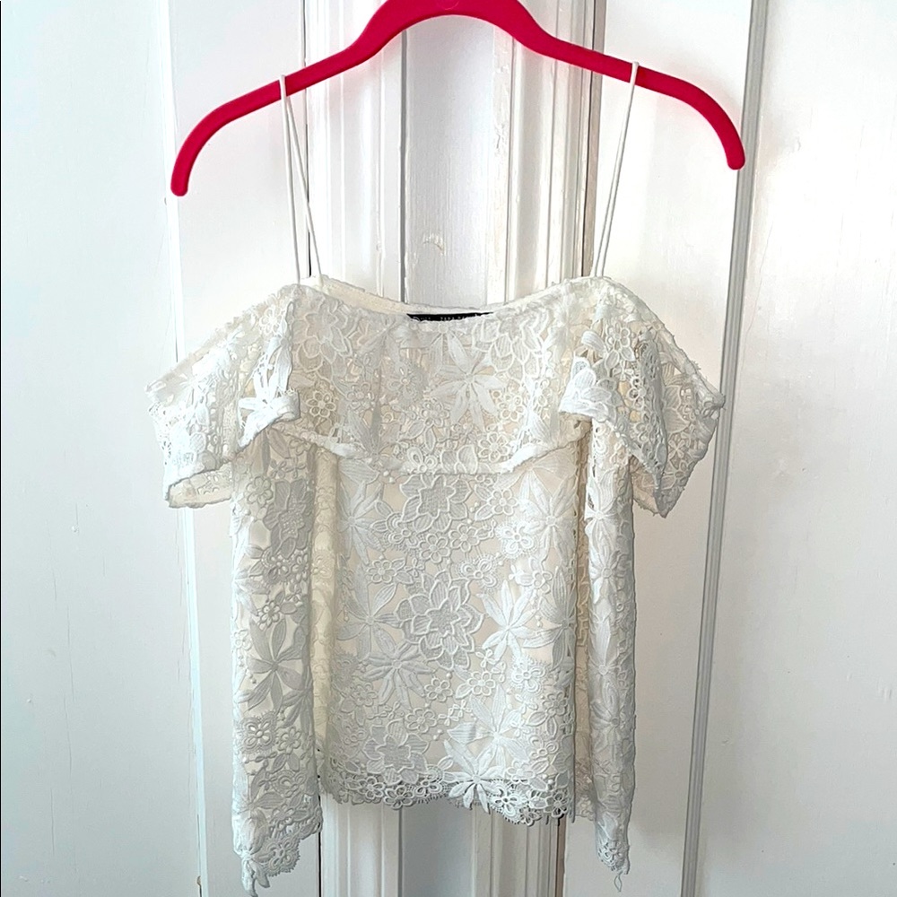 Elegant White Lace Off-Shoulder Top